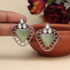 Light Green Color Monalisa Stone Oxidised Earrings (GSE2829LGRN)