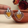 Yellow Color Monalisa Stone Oxidised Earrings (GSE2829YLW)