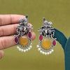 Mustard Yellow Color Lord Radha Krishna Monalisa Stone Oxidised Earrings (GSE2837MYLW)