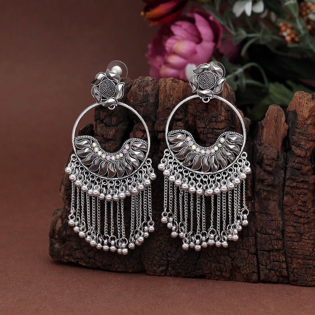 Silver Color Oxidised Earrings (GSE2901SLV)