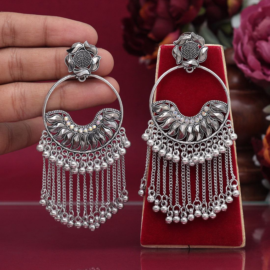 Silver Color Oxidised Earrings (GSE2901SLV)
