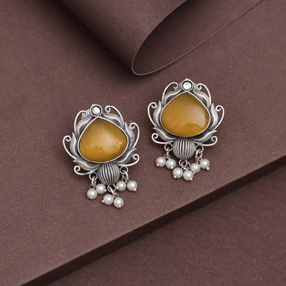 Mustard Yellow Color Oxidised Earrings (GSE2925MYLW)