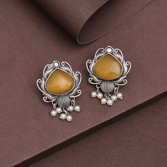 Mustard Yellow Color Oxidised Earrings (GSE2925MYLW)