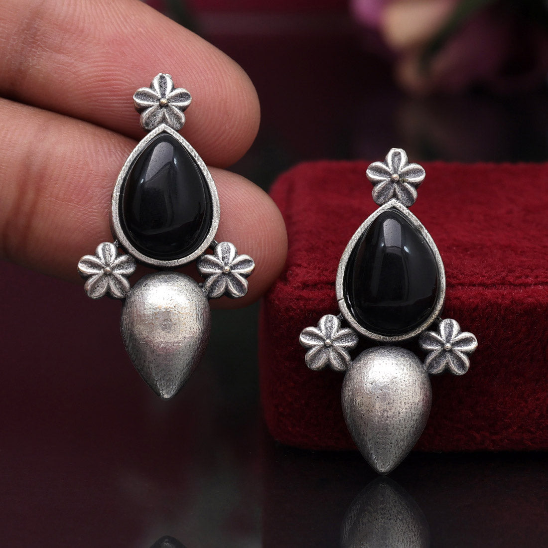 Black Color Oxidised Earrings (GSE2927BLK)