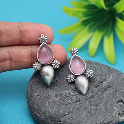 Pink Color Oxidised Earrings (GSE2927PNK)