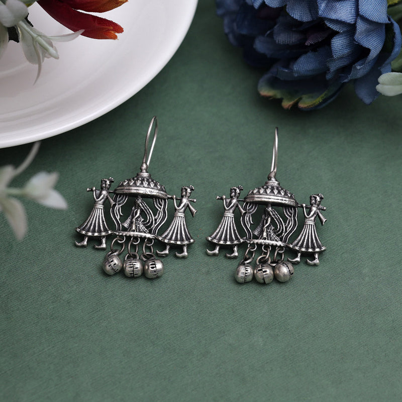 Silver Color Palki Oxidised Earrings (GSE2931SLV)