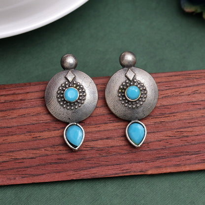 Firozi Color Oxidised Earrings (GSE2932FRZ)