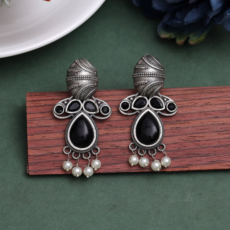 Black Color Oxidised Earrings (GSE2934BLK)