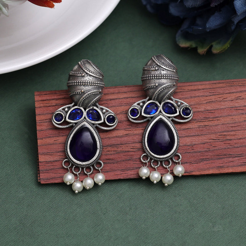 Blue Color Oxidised Earrings (GSE2934BLU)