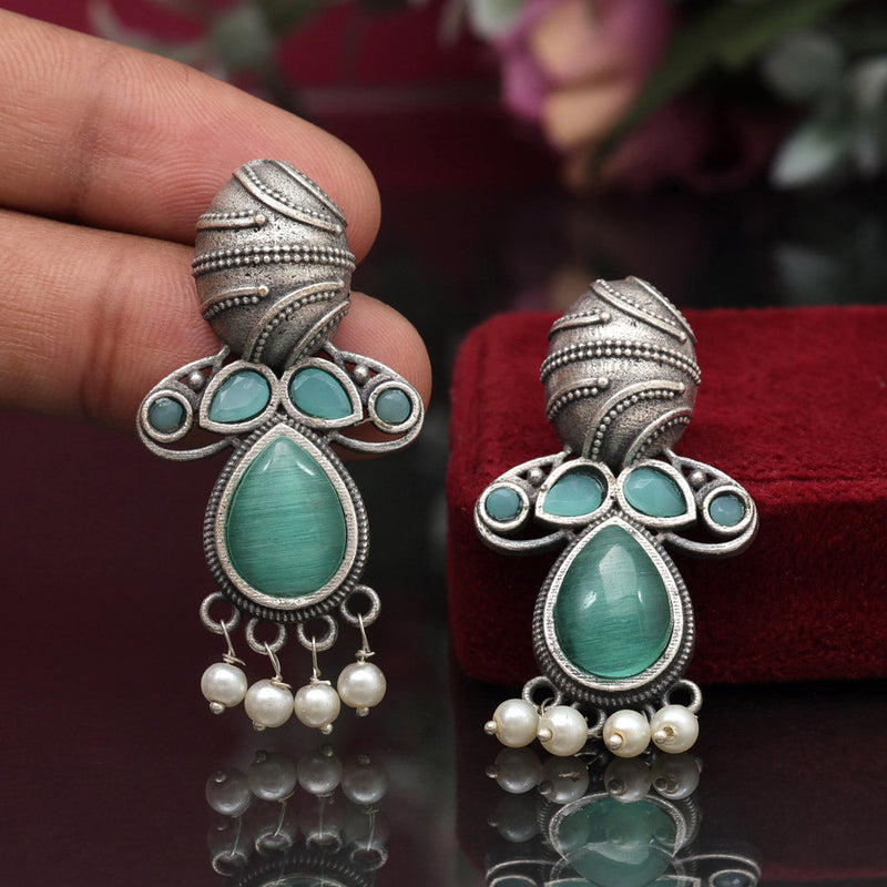 Pista Green Color Oxidised Earrings (GSE2934PGRN)