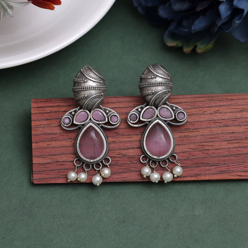 Pink Color Oxidised Earrings (GSE2934PNK)