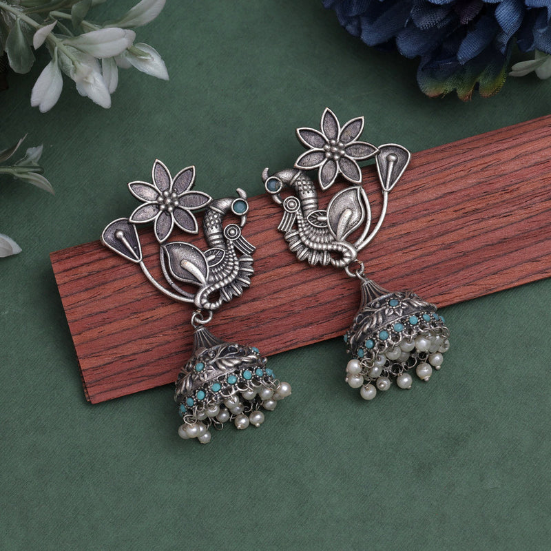 Firozi Color Oxidised Earrings (GSE2935FRZ)