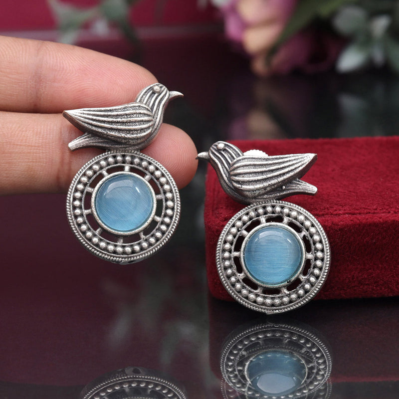 Sky Blue Color Oxidised Earrings (GSE2936SBLU)