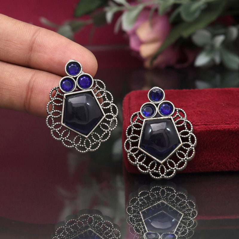 Blue Color Oxidised Earrings (GSE2937BLU)