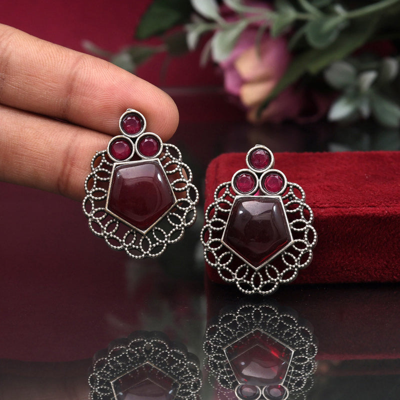 Maroon Color Oxidised Earrings (GSE2937MRN)