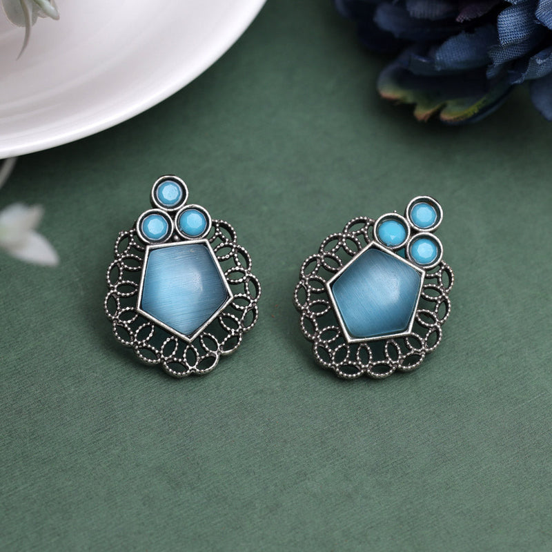 Sky Blue Color Oxidised Earrings (GSE2937SBLU)