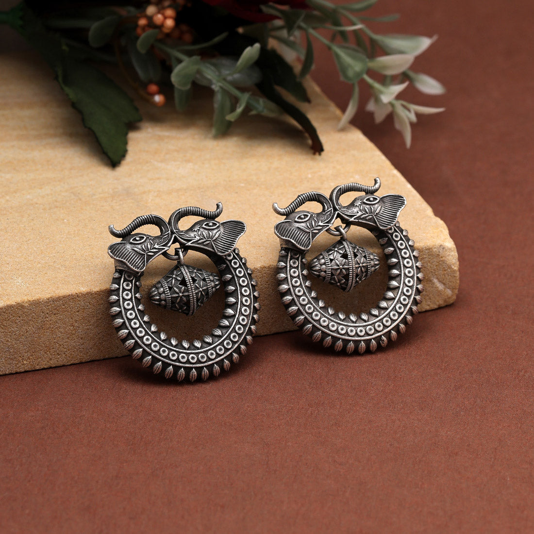 Silver Color Oxidised Earrings (GSE2955SLV)