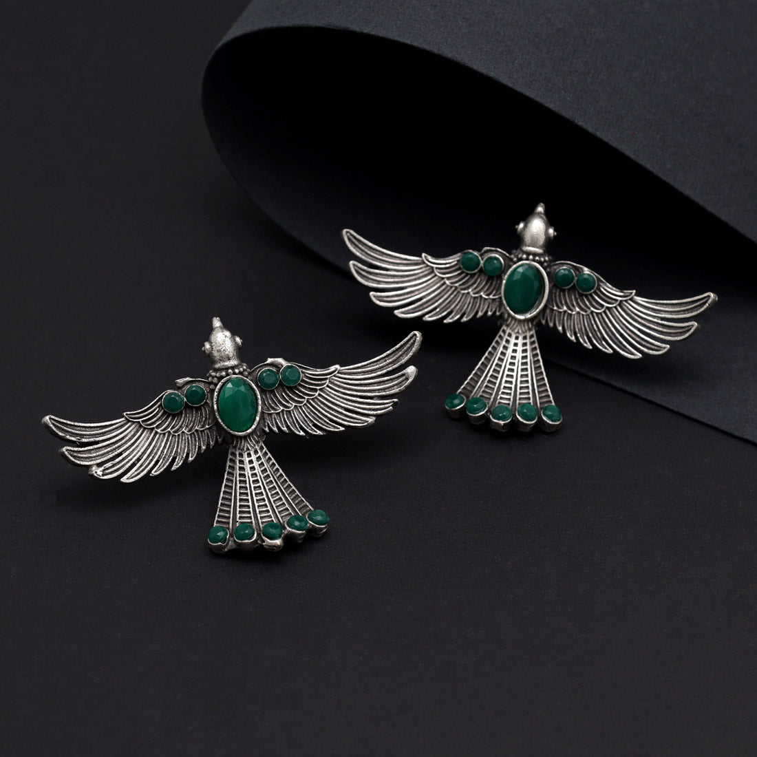 Green Color Oxidised Earrings (GSE2957GRN)