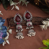 Maroon Color Monalisa Stone Oxidised Earrings (GSE2958MRN)