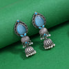 Sky Blue Color Monalisa Stone Oxidised Earrings (GSE2958SBLU)