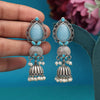 Sky Blue Color Monalisa Stone Oxidised Earrings (GSE2958SBLU)