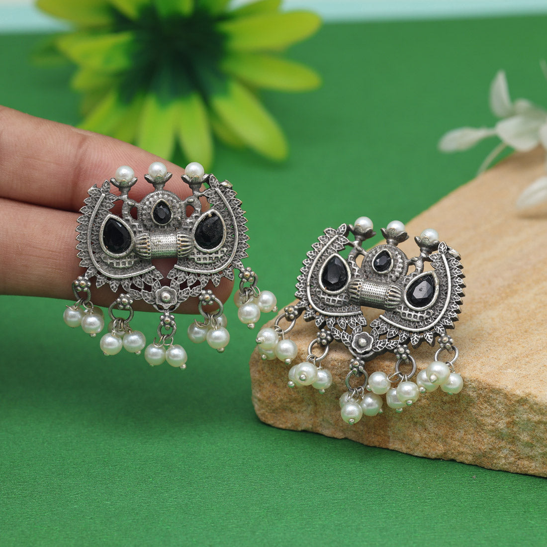 Black Color Oxidised Earrings (GSE2962BLK)