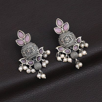 Pink Color Oxidised Earrings (GSE2963PNK)