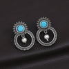 Firozi Color Oxidised Earrings (GSE2966FRZ)