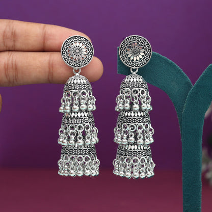 Silver Color Oxidised Earrings (GSE2989SLV)