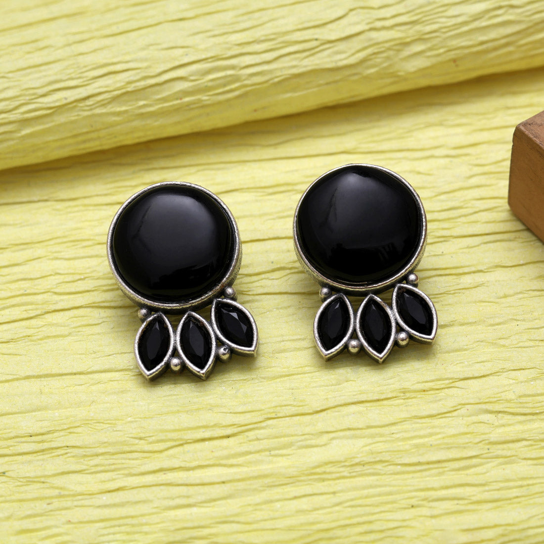 Black Color Oxidised Earrings (GSE2991BLK)