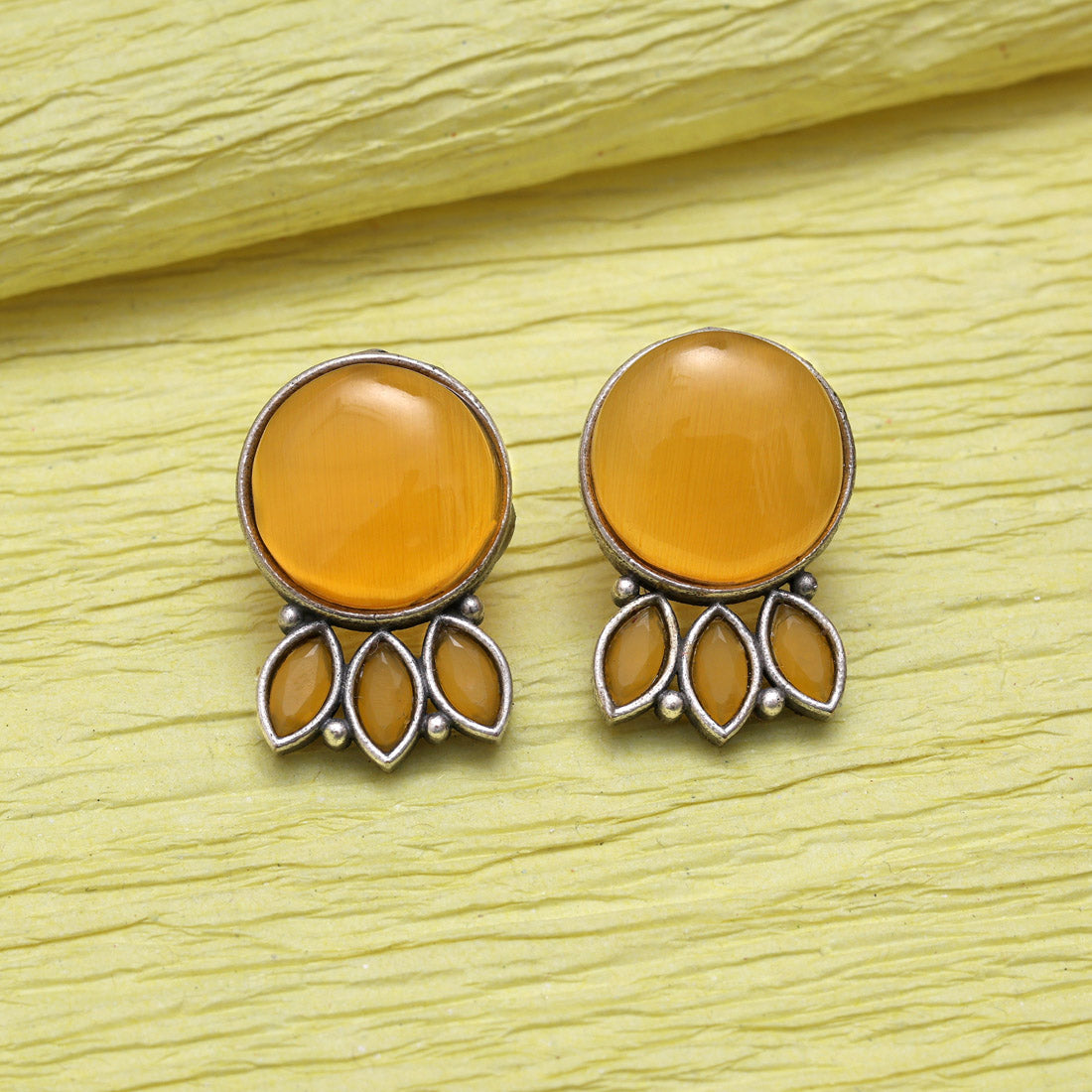 Mustard Yellow Color Oxidised Earrings (GSE2991MYLW)