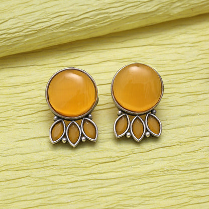 Mustard Yellow Color Oxidised Earrings (GSE2991MYLW)