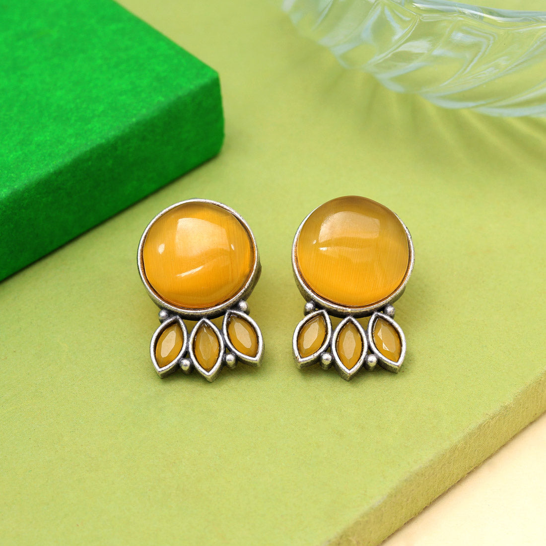 Mustard Yellow Color Oxidised Earrings (GSE2991MYLW)