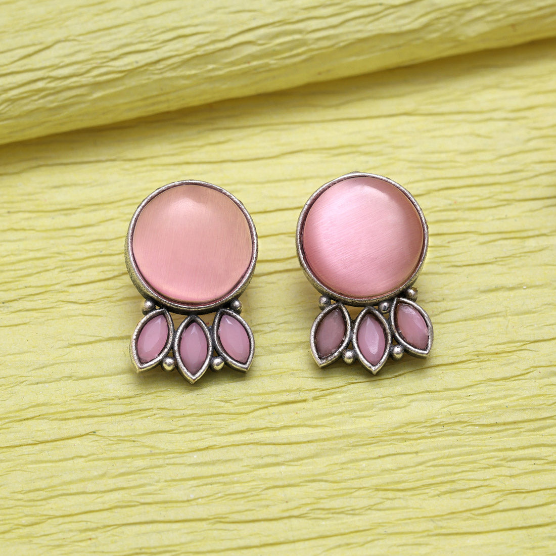 Pink Color Oxidised Earrings (GSE2991PNK)