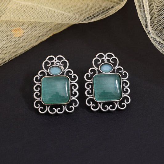 Pista Green Color Oxidised Earrings (GSE2992PGRN)