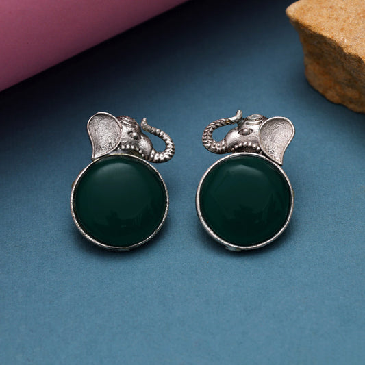 Green Color Oxidised Earrings (GSE2993GRN)