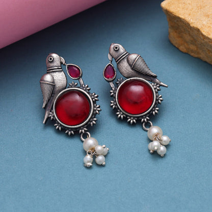 Maroon Color Oxidised Earrings (GSE2994MRN)