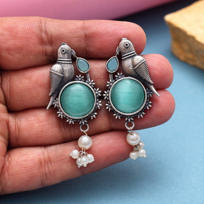Pista Green Color Oxidised Earrings (GSE2994PGRN)