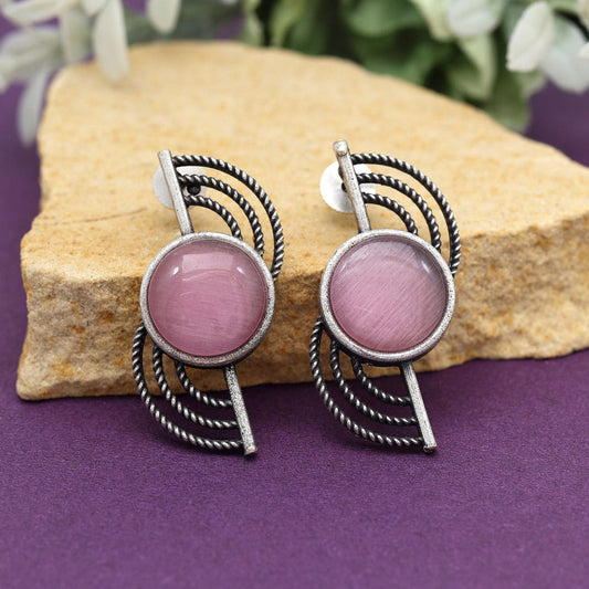 Pink Color Oxidised Earrings (GSE2997PNK)