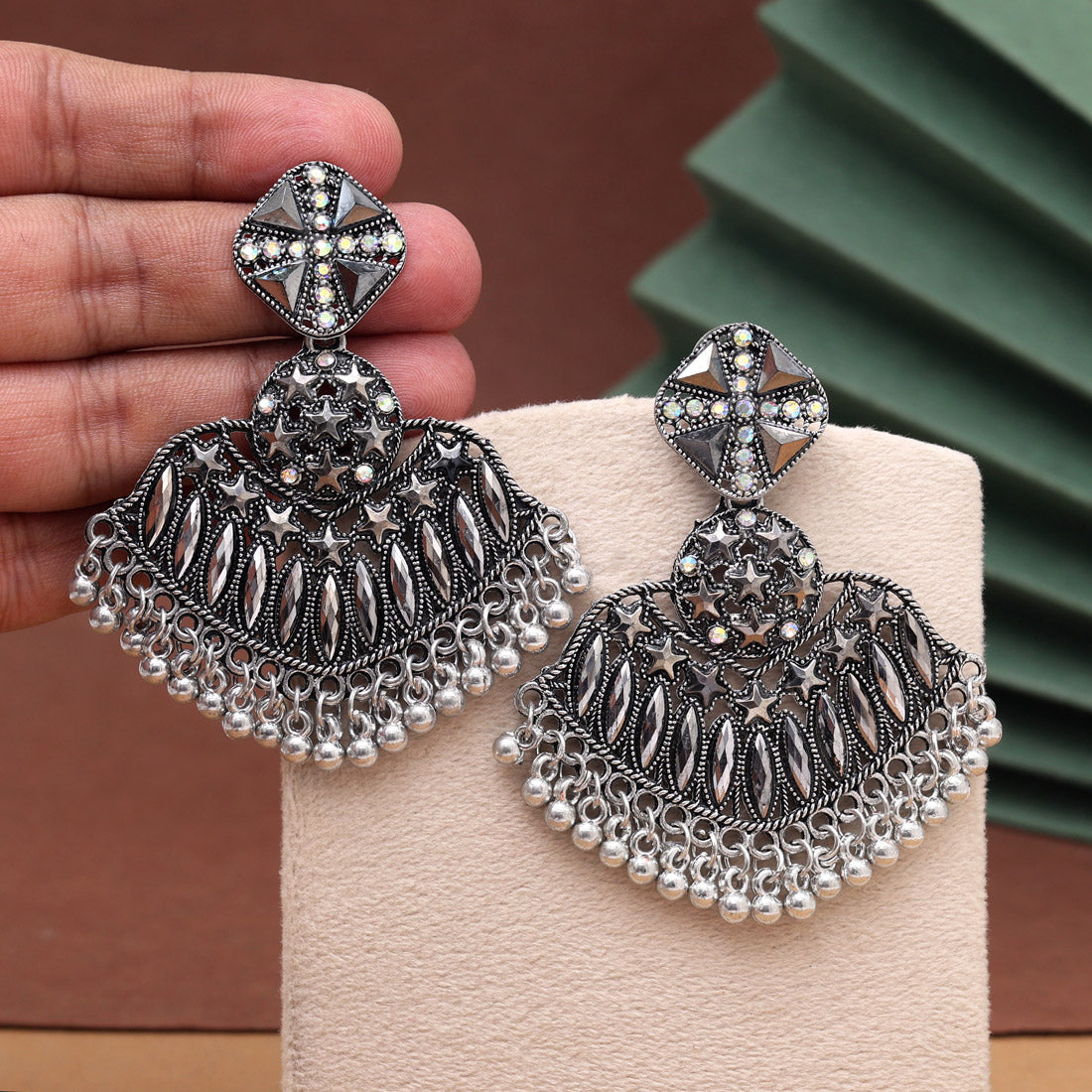 Silver Color Oxidised Earrings (GSE3044SLV)