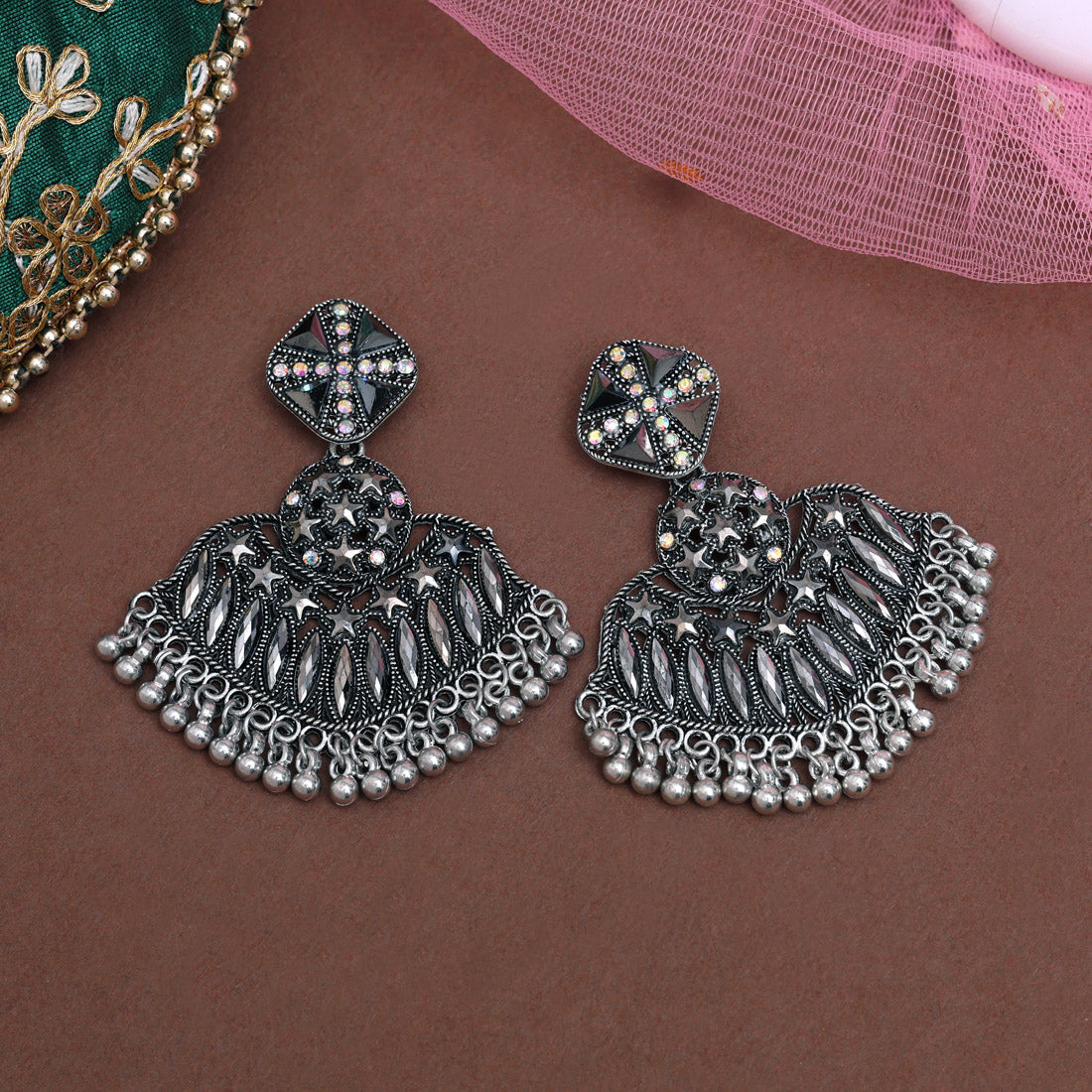 Silver Color Oxidised Earrings (GSE3044SLV)