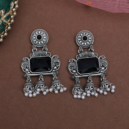 Black Color Oxidised Earrings (GSE3073BLK)
