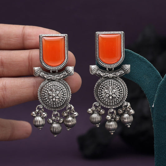 Orange Color Oxidised Earrings (GSE3078ORG)