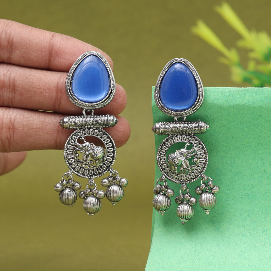 Blue Color Oxidised Earrings (GSE3079BLU)