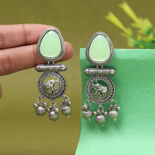 Light Green Color Oxidised Earrings (GSE3079LGRN)