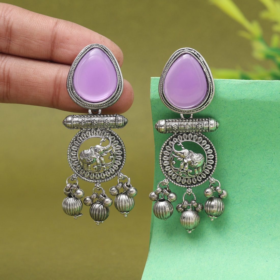 Light Purple Color Oxidised Earrings (GSE3079LPRP)