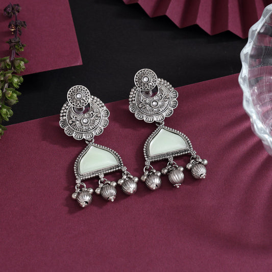 Pista Green Color Oxidised Earrings (GSE3080PGRN)