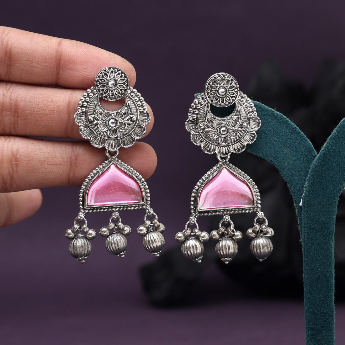 Pink Color Oxidised Earrings (GSE3080PNK)