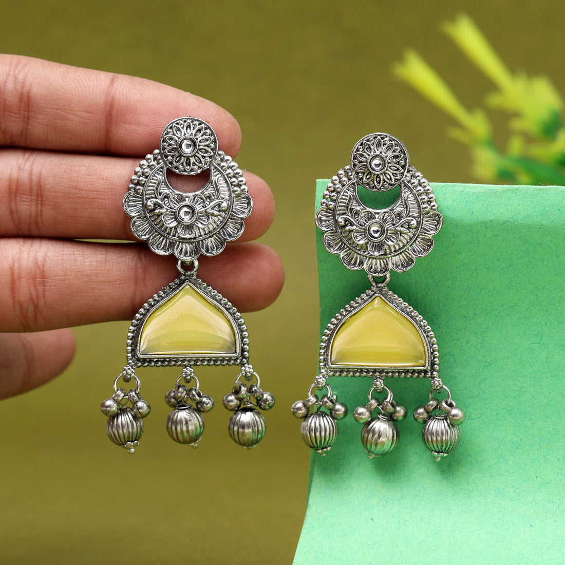 Yellow Color Oxidised Earrings (GSE3080YLW)