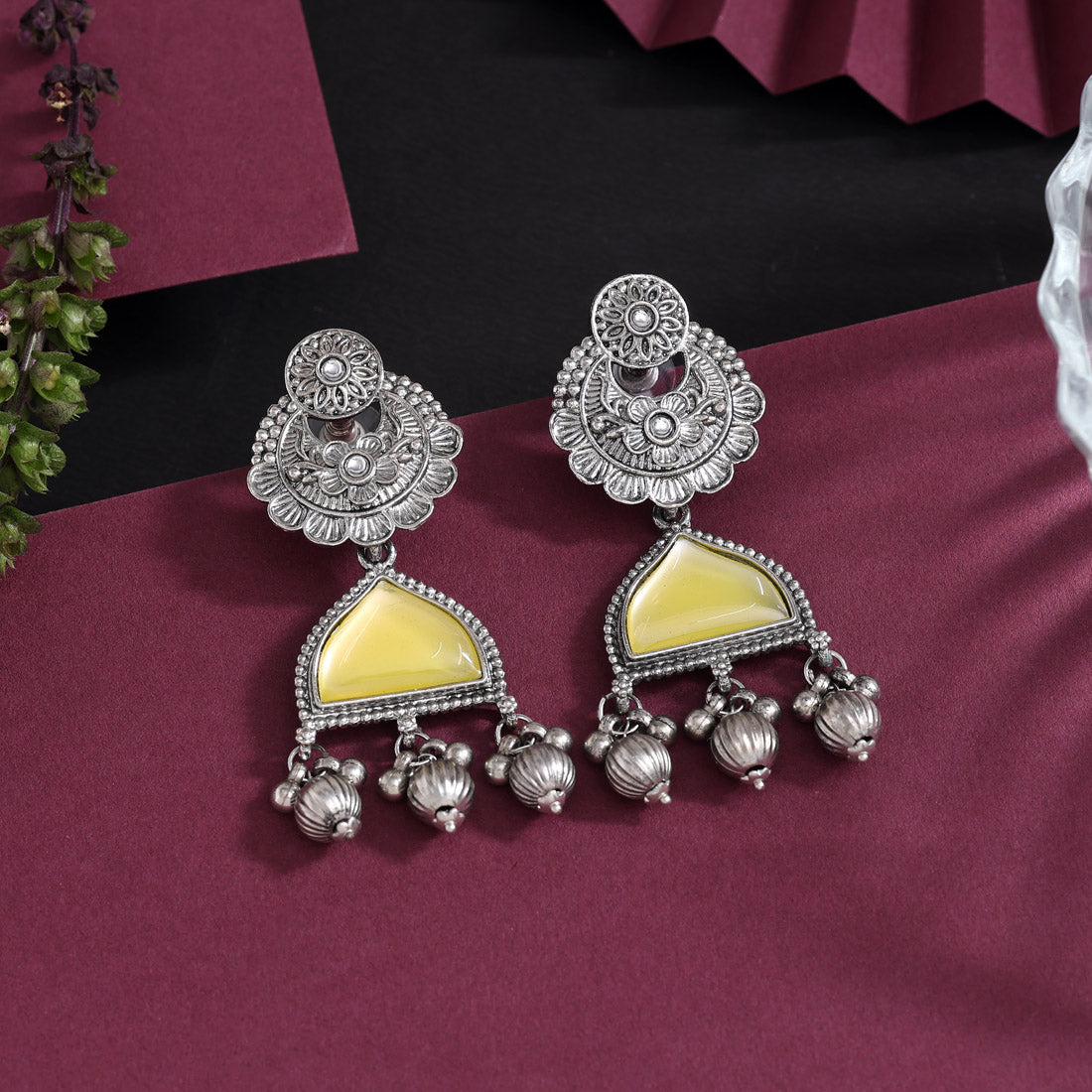 Yellow Color Oxidised Earrings (GSE3080YLW)